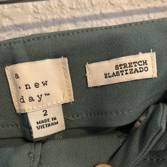 A New Day Smoked Turquoise Tapered Leg High Rise Slim Pants 2R Pockets Trousers - Picture 7 of 10